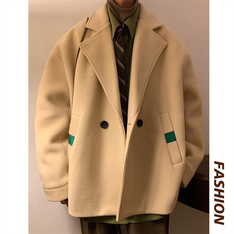 高街?排?毛?大衣男秋冬季衣服短款西?外套??大?小香??克