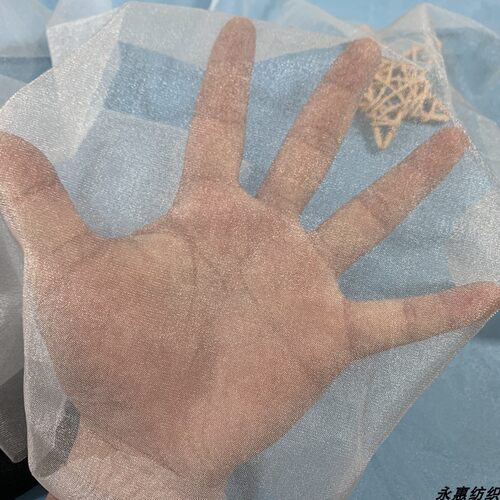 现货闪光米兰网纱 20D锦纶超密闪光菱形网 高端婚纱礼服专用布料