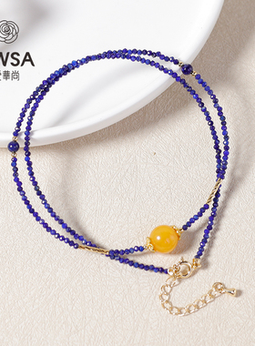 【爱华尚珠宝 双十一专场】青金石蜜蜡圆珠项链