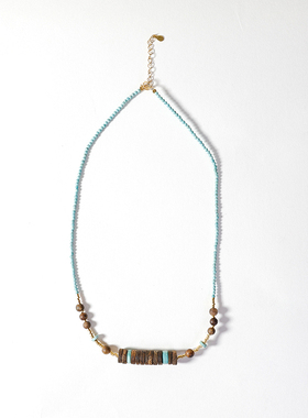 奇楠隔片绿松项链