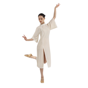 舞之恋古典舞蹈服女中国风改良旗袍身韵飘逸高开叉民族舞演出服装