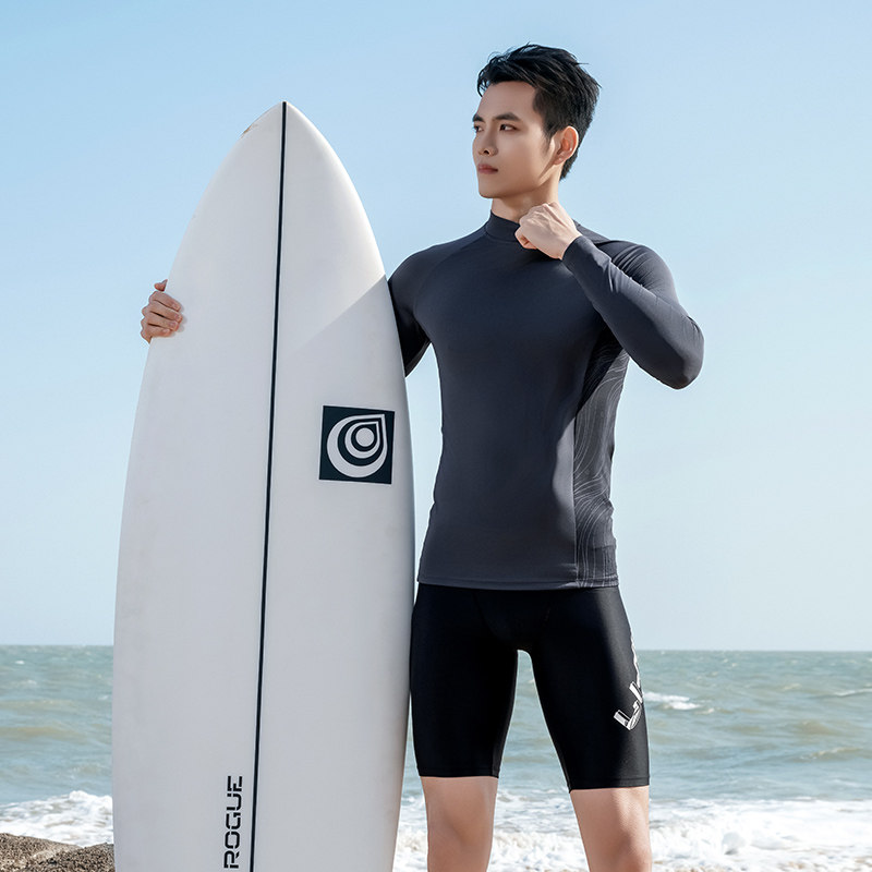 李宁男士泳衣套装高弹性紧身运动游泳上衣双层沙滩短裤