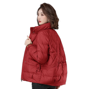中年妈妈短款羽绒服女2025年新款大码宽松加厚保暖冬天外套白鸭绒