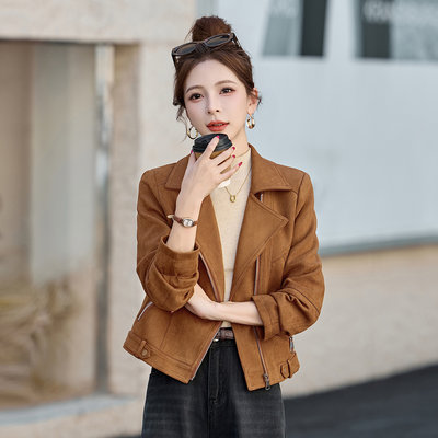 小个子时尚短款鹿皮绒外套女