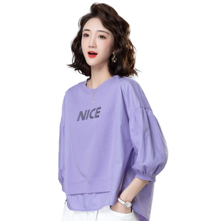 休闲短款卫衣女2026年早春秋季新款宽松大码时尚圆领字母印花上衣