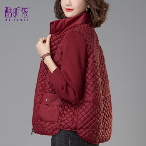 休闲短款拼接立领棉衣女