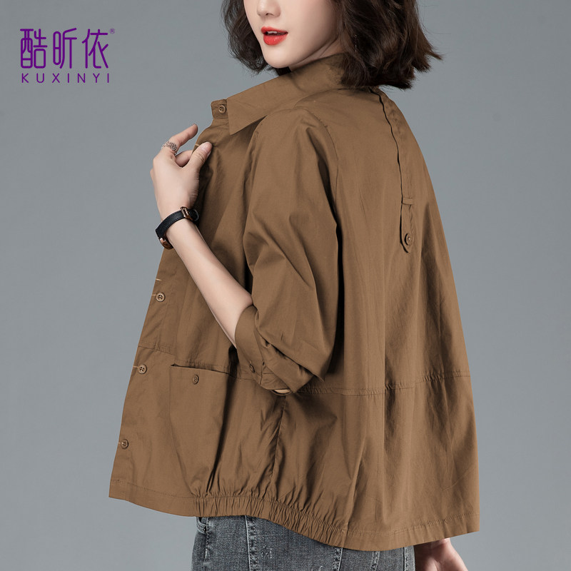 休闲短款纯色翻领外套女图片
