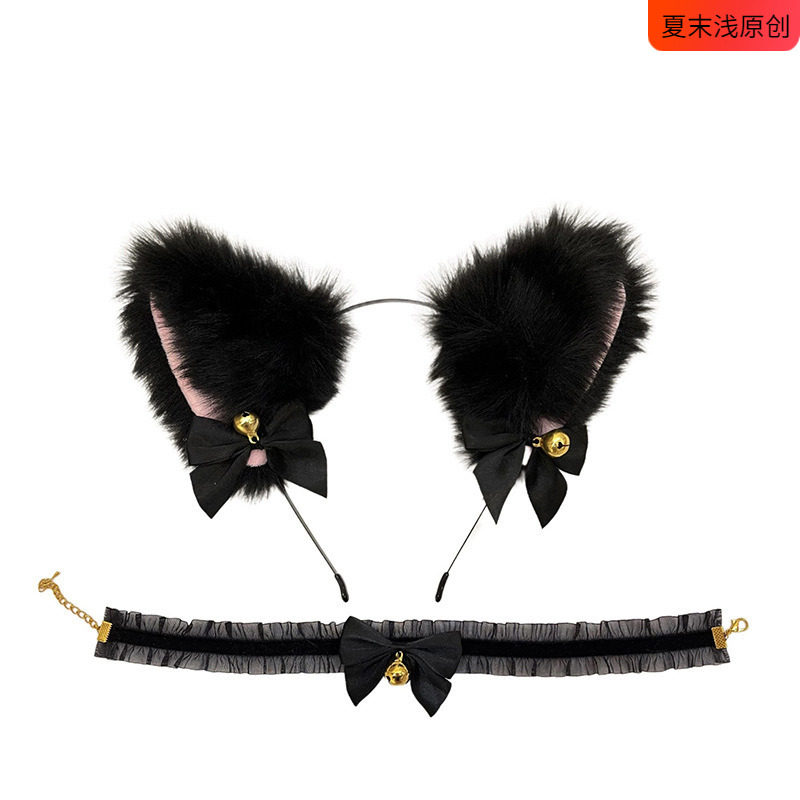 猫耳朵铃铛发夹女小野猫咪兔子发卡头箍过新年头饰品