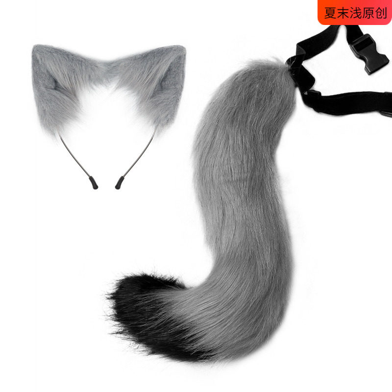 尾巴cos玩具猫耳朵猫尾套装狐狸日系手作cosplay猫娘配饰绑带发箍