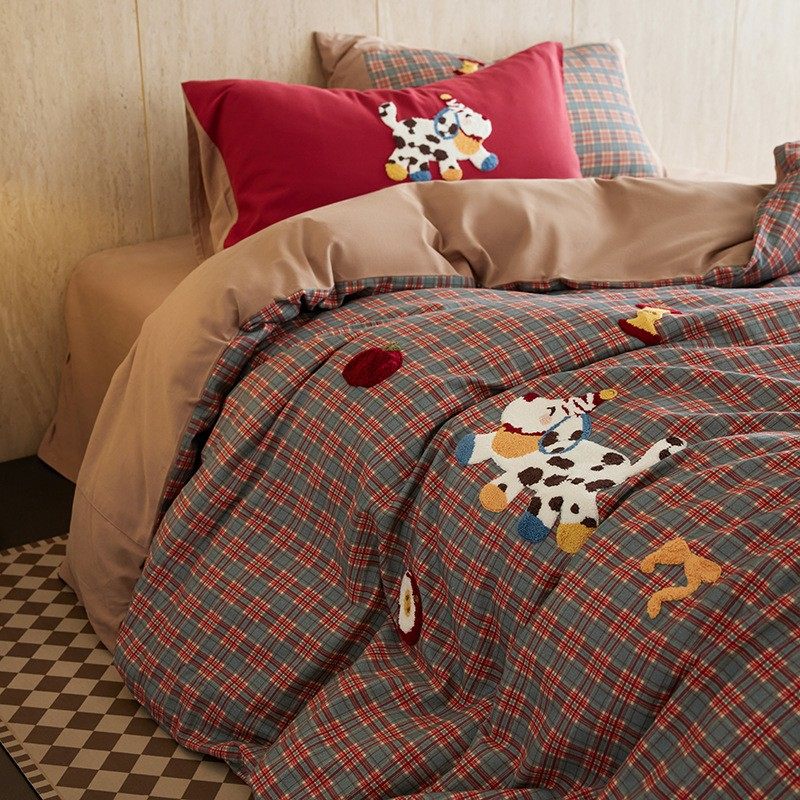 新款ins风卡通毛巾绣A类全棉加厚磨毛四件套床单被套秋冬床上用品,床上用品,床品套件/四件套/多件套,淘宝优惠券,粉丝福利购,淘宝优惠卷