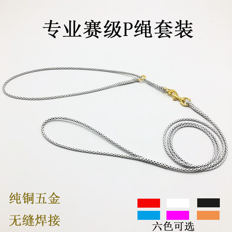 4.5mm柔软圆形尼龙专业比赛牵引绳金毛柯基犬法牛遛狗训犬p链套装