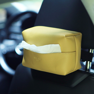MUAMU真皮车载纸巾盒牛皮汽车专用抽纸套皮质纸巾套高档汽车内饰