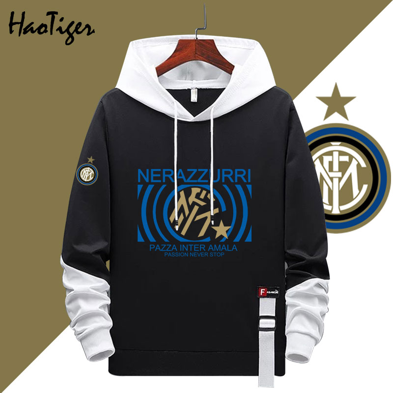 国际米兰足球蓝黑精神球迷文化衫长袖连帽卫衣外套男女国米球衣服