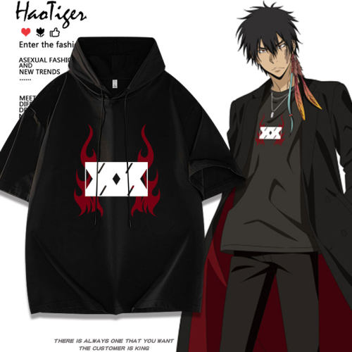 家庭教师HITMAN REBORN!动漫周边XANXUS同款连帽短袖T恤夏季上衣