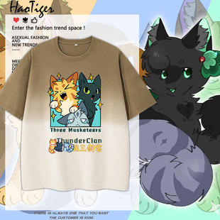 猫武士 Warriors Cats周边雷族三剑客夏季短袖T恤衫纯棉男女衣服