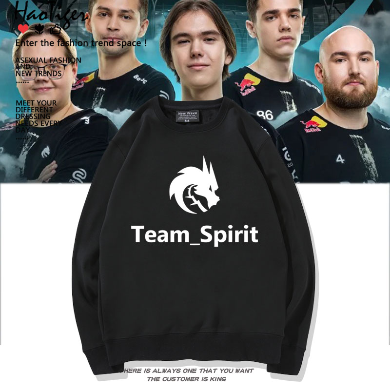 Team Spirit绿龙csgo比赛dota2战队服圆领卫衣男女秋冬加绒上衣服