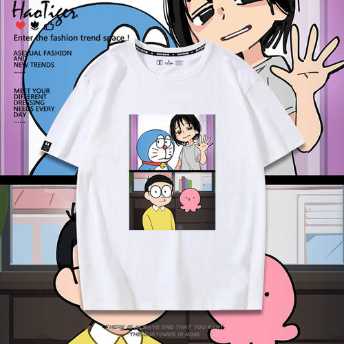 章鱼噼的原罪静香联名哆啦A梦动漫夏短袖T恤男女二次元纯棉痛衣服