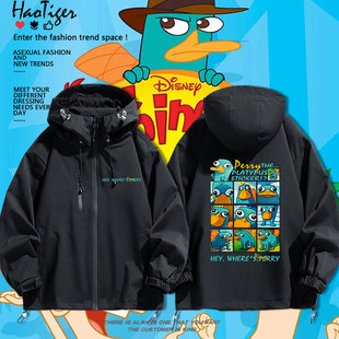 飞哥与小佛密探阿泰动漫周边鸭嘴兽泰瑞二次元冲锋衣夹克秋冬外套
