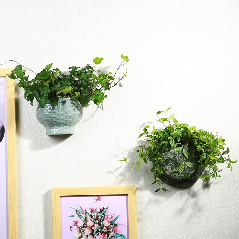 中式壁挂花器创意绿萝水培花盆陶瓷植物盆栽简约北欧式挂壁花盆