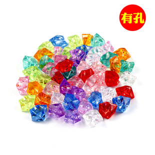 带孔仿真假冰块 透明亚克力水晶石头彩色摄影道具手工diy材料配件