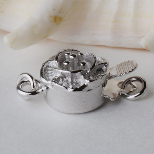 S925纯银扣子白银梅花扣项链扣手链扣珍珠翡翠玉石扣diy手工配件