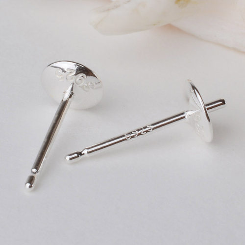 耳针配件派润925银弧面珠盘针