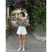 宽腰设计感百搭白色短裙A字半身裙 remerci cleanfit