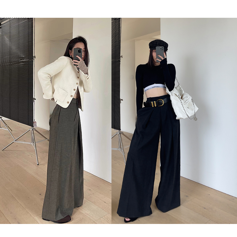 超显比例大长腿垂感宽松拖地裤