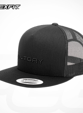 FLEXFIT刺绣高顶五片帽男平沿网眼棒球帽ins潮牌嘻哈帽防晒鸭舌帽