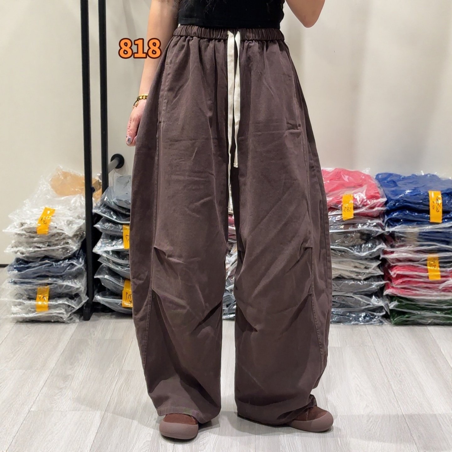 欧版时尚休闲裤女2025秋季新款宽松慵懒时尚大长腿阔脚弯刀裤长裤