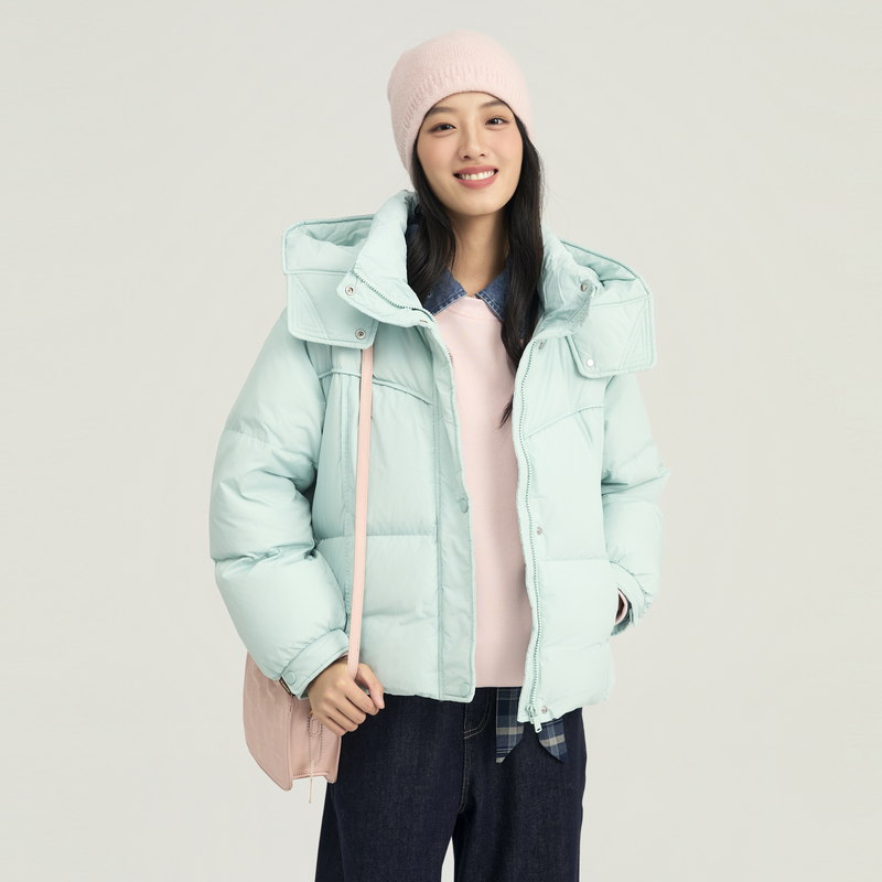 快鱼女士羽绒服冬季加厚连帽外套