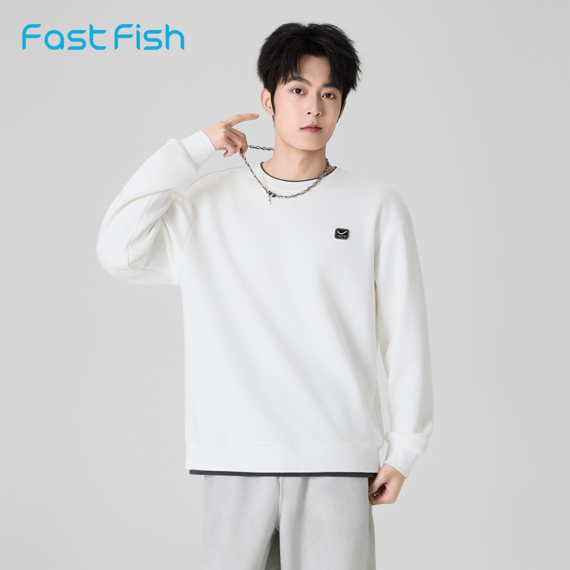 快鱼重磅廓形圆领卫衣男2025年冬季新款简约百搭内搭长袖宽松上衣,男装,卫衣,淘宝优惠券,粉丝福利购,淘宝优惠卷