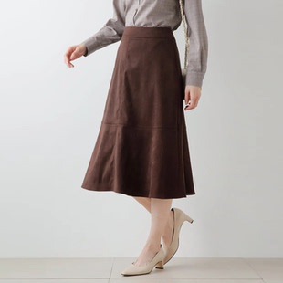 6折日本女装代购包税包邮 NEWYORKER 纽约克仿麂皮绒喇叭裙半身裙