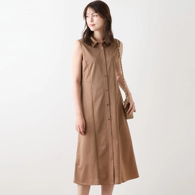 纽约克通勤风无袖开身衬衫连衣裙