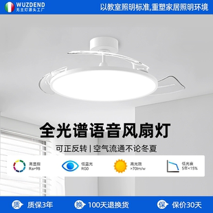 吊扇灯餐厅客厅卧室灯智能护眼灯吸顶灯吊灯 全光谱风扇灯2024新款
