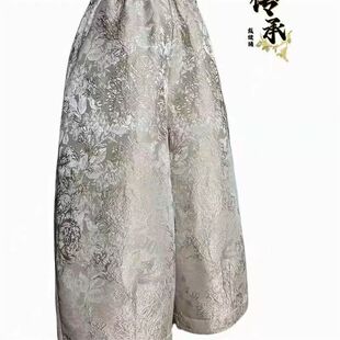 薄款 2025新款 气质百搭夏季 显瘦米色提花休闲裤 宽松潮流拼接 时尚