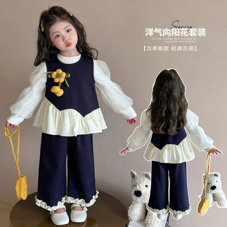 女童春春款套装两件套2026新款洋气时髦儿童向日葵女孩宝宝秋季潮