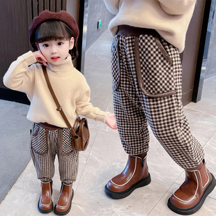 哈伦裤 女童1韩版 2婴儿童3岁女宝秋装 0女宝宝休闲裤 灯芯绒加绒棉裤