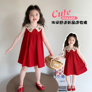 女童裙子夏装2025新款背心洋气夏季公主宝宝连衣裙周岁礼服