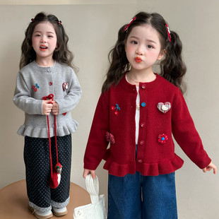 女童毛衣2026新款秋冬装儿童洋气针织开衫宝宝加厚保暖上衣外套