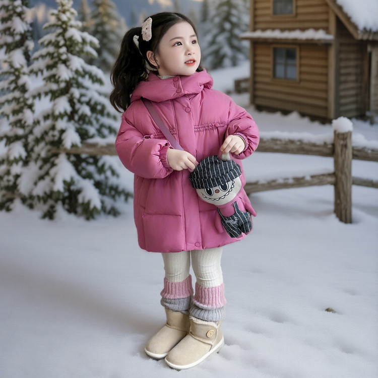 儿童羽绒服防寒服2025新款宝宝中长款加厚保暖女童白鸭绒棉服外套