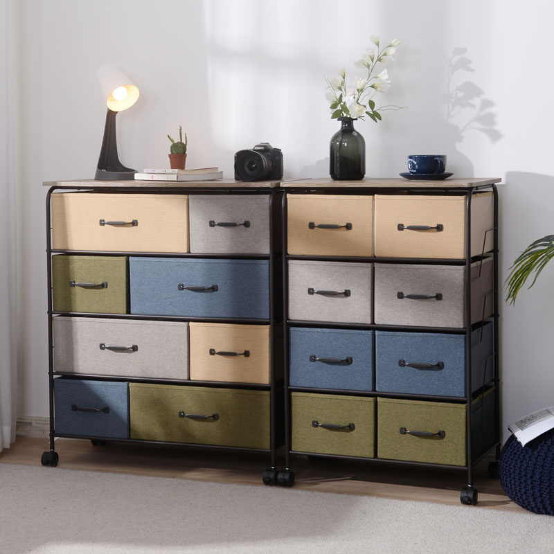 布艺抽屉式收纳柜带轮子多层收纳箱储物柜日式衣柜衣服整理箱家用