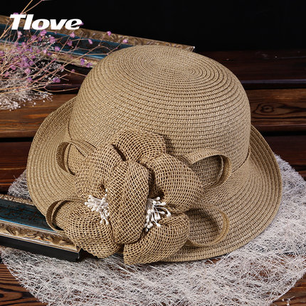 帽子女款夏季太阳帽渔夫帽时尚洋气盆帽遮阳帽凉帽可折叠防晒草帽