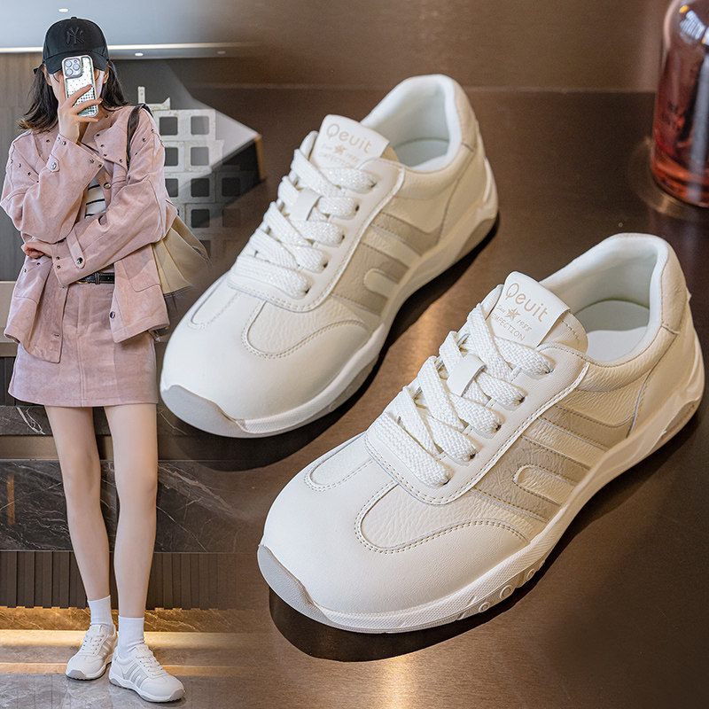 鞋子女ins潮百搭小众学生软底大码女鞋41到43真皮百搭春款阿甘鞋