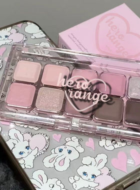少女心韩系爱心粉棕键盘眼影盘珠光哑光爆闪高级感春日清新纯欲风