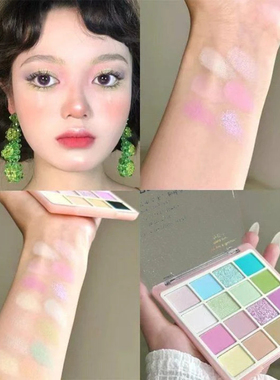 油画少女彩色眼影盘16色马卡龙色系新手玩妆眼影粉色蓝色绿色日常