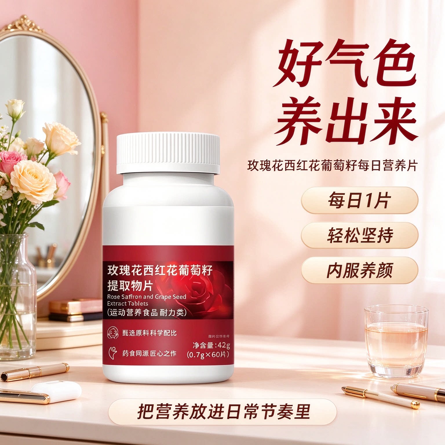 国产玫瑰花红花葡萄籽片提取物