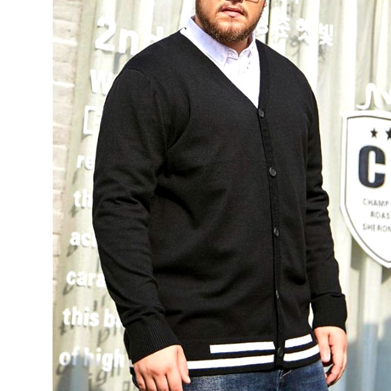 秋新针织衫男开衫薄款外穿男装外套休闲宽松大码毛衣潮胸114-152