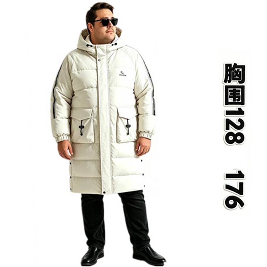 大码胸128-176男长款加厚保暖棉衣外套加肥加大侧开过膝盖冬棉服