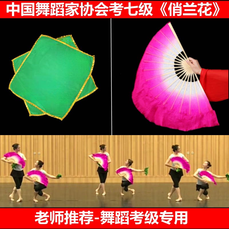 中国舞协考级七级俏兰花扇子八级安徽十级花鼓灯舞韵道具手绢舞蹈
